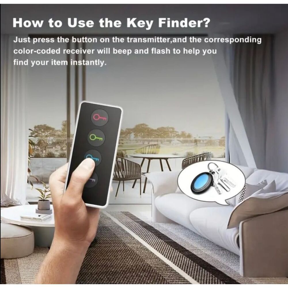 NWT Key Remote Finder Set With 1 Transmitter 4 Receivers LED Flashlight Tracker - Picture 4 of 16